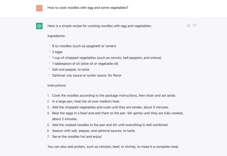 13 công việc ChatGPT có thể làm tốt Viết công thức nấu ăn