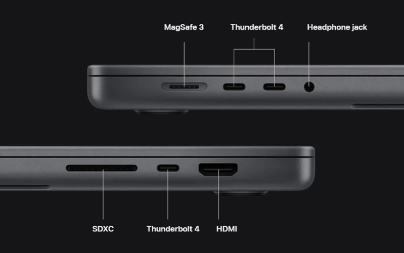 tích hợp đầy đủ các cổng kết nối ở hai bên thân máy