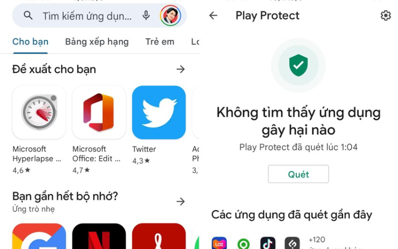 Cách đơn giản nhất là kích hoạt Google Play Protect