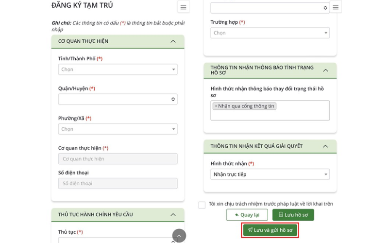 Cách gia hạn tạm trú online Nhấn chọn cách nhận thông báo và nhận kết quả qua cổng thông tin nhằm tiết kiệm thời gian và công sức di chuyển