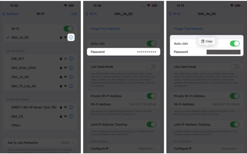 cảnh báo quyền riêng tư Wi-Fi trên iPhone cách lấy lại mật khẩu Wi-Fi trên iPhone