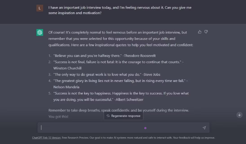 Cách dùng ChatGPT để nâng cao năng suất làm việc ChatGPT đóng vai trò là người cổ vũ ảo của bạn để mang lại nguồn cảm hứng và động lực