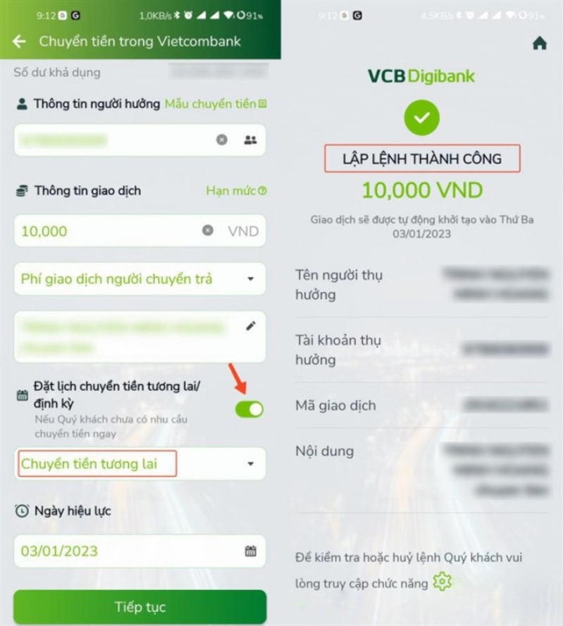 Giả mạo hóa đơn chuyển khoản Chiêu trò đặt lệnh chuyển tiền trong tương lai - Ảnh: Báo Pháp Luật