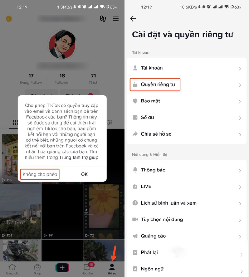 Cách hạn chế TikTok theo dõi bạn Không đồng bộ danh bạ và Facebook với TikTok