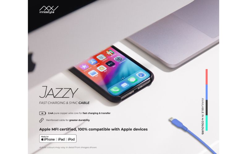 Cáp Innostyle Jazzy A to lightning 1.5M Black Cáp Innostyle Jazzy A nhiều tính năng