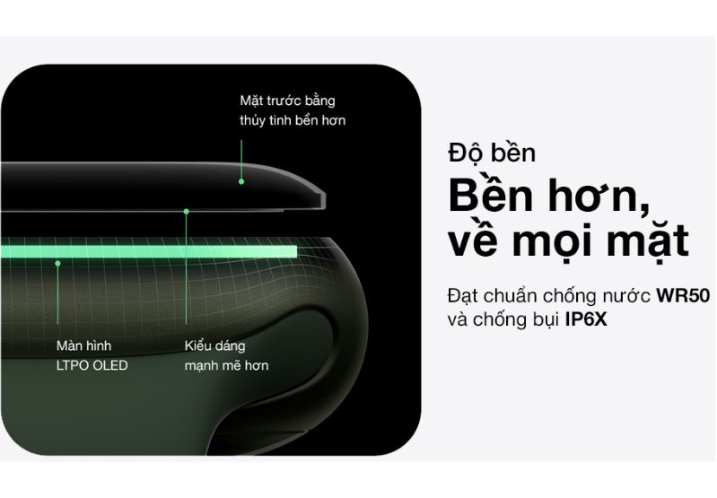 Apple Watch Series 7 - 41mm - LTE - mặt nhôm, dây cao su Khả năng chống nước, chống bụi cực tốt