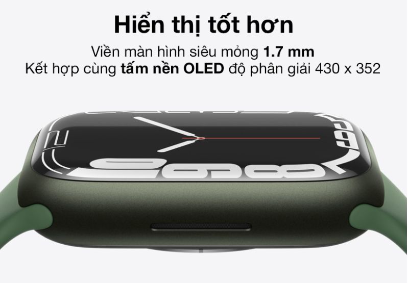 Apple Watch Series 7 - 41mm - LTE - mặt nhôm, dây cao su Hiển thị tốt hơn