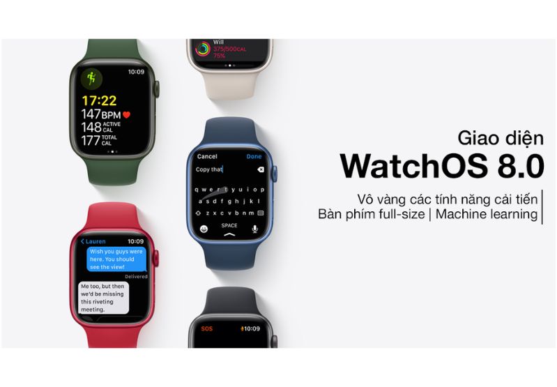 Apple Watch Series 7 - 41mm - LTE - mặt nhôm, dây cao su Hệ điều hành mới nhất