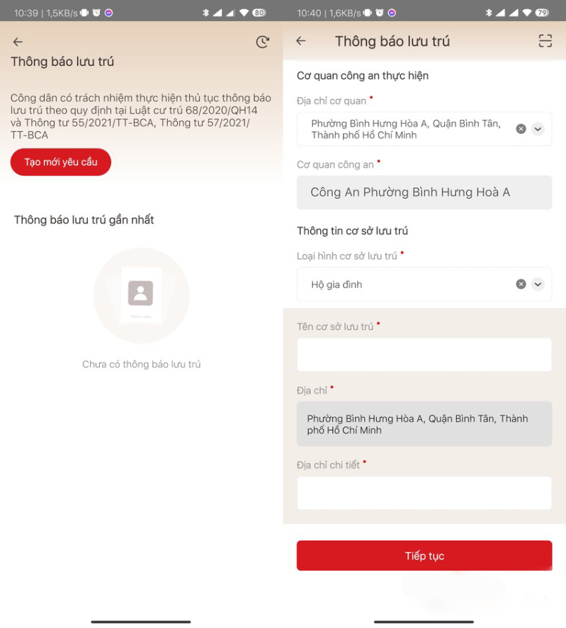 Các thông tin cần điền vào khi muốn đăng ký
