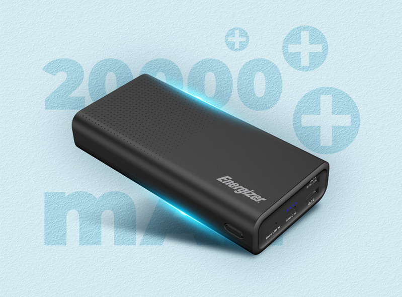 Sạc dự phòng Energizer 20,000mAh/ 3.7V Li-Polymer Dung lượng pin lớn