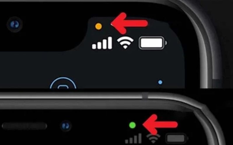 Nút xanh và nút cam trên điện thoại iPhone