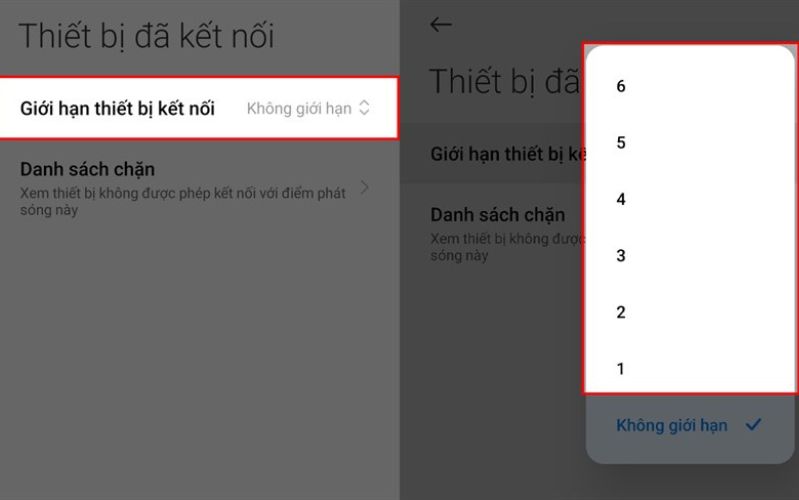 Giới hạn thiết bị kết nối