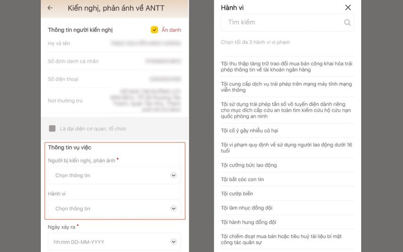 Xem thông tin kiến nghị