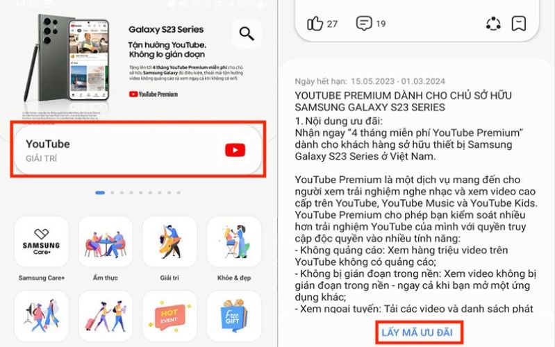Cách nhận YouTube Premium miễn phí cho người dùng Samsung