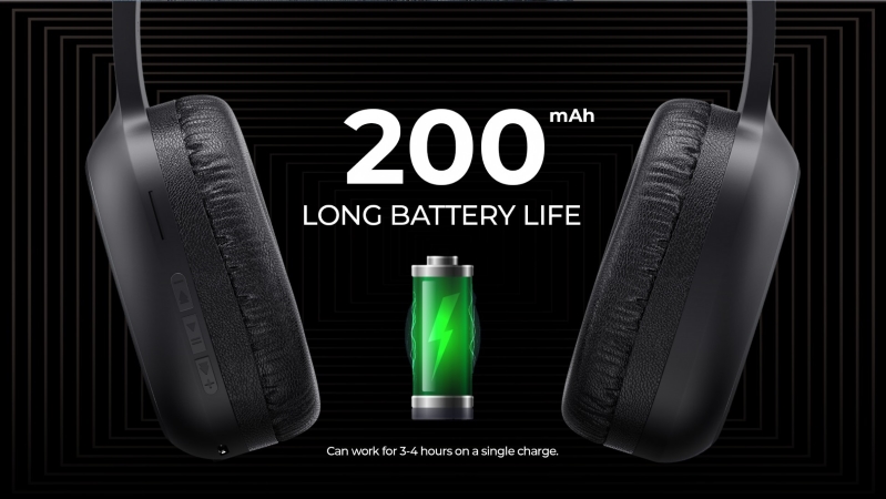 Tai nghe chụp tai Havit H2590BT Pro Tổng dung lượng pin lên đến 200mAh