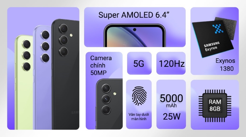 Samsung Galaxy A54 5G cũ Samsung Galaxy A54 5G Cũ có dung lượng pin vô cùng ấn tượng
