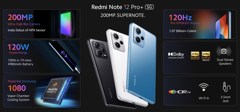 so sánh Xiaomi Redmi Note 12, Xiaomi Redmi Note 12 Pro Plus Redmi Note 12 Pro 5G có khả năng quay video 4K với tốc độ 30 khung hình/giây