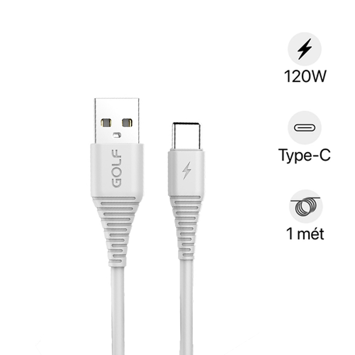 đánh giá tổng quan về cáp 3A Golf GC-64T Type-C 