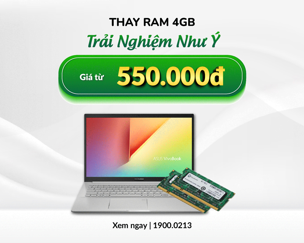 Khách hàng có thể thay RAM laptop với giá từ 550.000 đồng