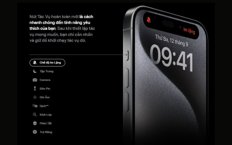 iPhone 15 Pro 1TB Nút tác vụ mới