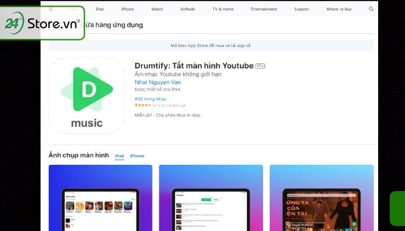 Drumtify - ứng dụng nghe nhạc Youtube tắt màn hình iOS