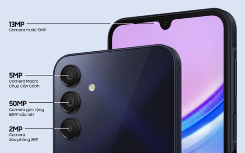 Samsung Galaxy A15 4G Bộ 3 Camera 50MP năm bắt mọi khoảnh khắc