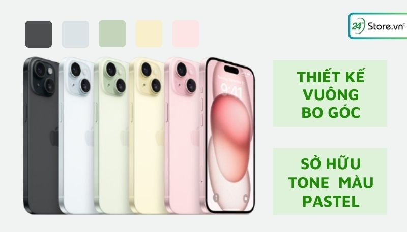 iPhone 15 Plus và 15 thường đều sở hữu bộ 5 màu sắc chính pastel 