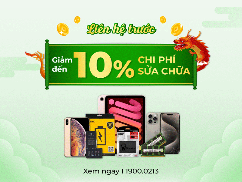 sửa chữa Giảm 10% chi phí sửa chữa khi khách hàng đặt lịch trước