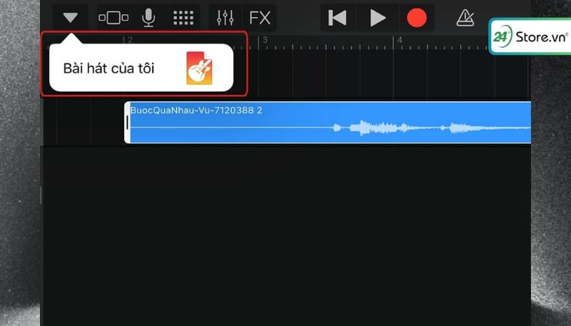 Cách tải nhạc chuông cho iPhone bằng GarageBand chọn biểu tượng tam giác