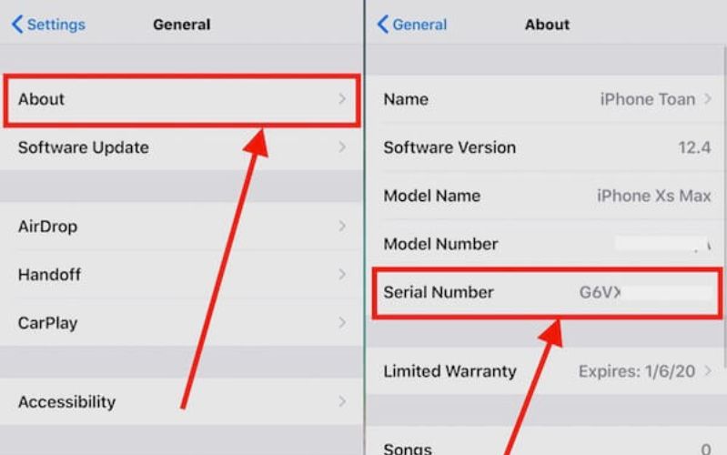 Dựa vào số seri để kiểm tra xem máy iPad Air 1 4G cũ có phải là hàng thật hay không