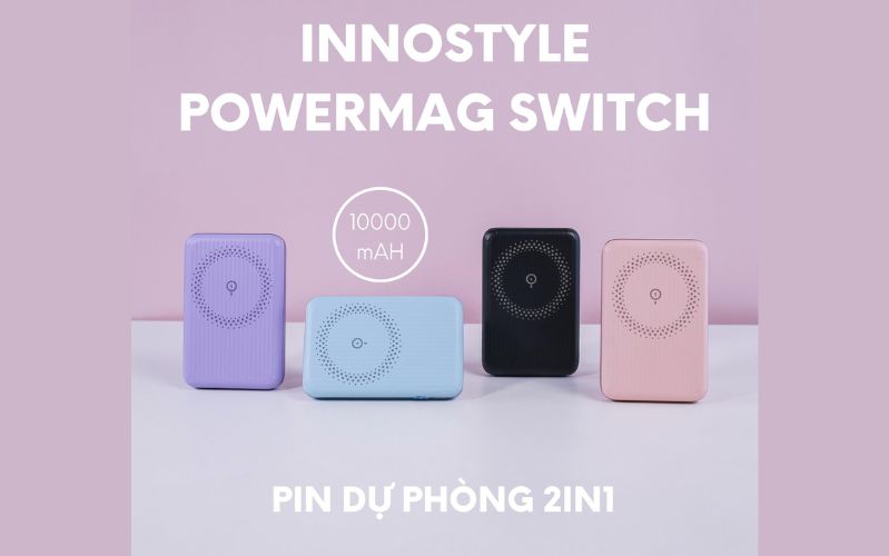 Pin sạc dự phòng Innostyle PowerMag Switch 2in1 10.000mAh PD 20W chính hãng Sạc dự phòng Innostyle PowerMag Switch 2in1 10.000mAh PD 20W - Thiết kế tiện dụng, hỗ trợ công nghệ MagSafe