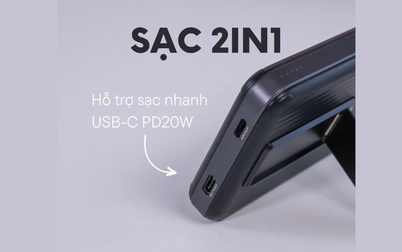 Cục sạc dự phòng Innostyle Switch có công nghệ sạc 2in1 Sạc dự phòng Innostyle Switch cũng trang bị cáp sạc tiêu chuẩn type C có công suất tối đa 20W