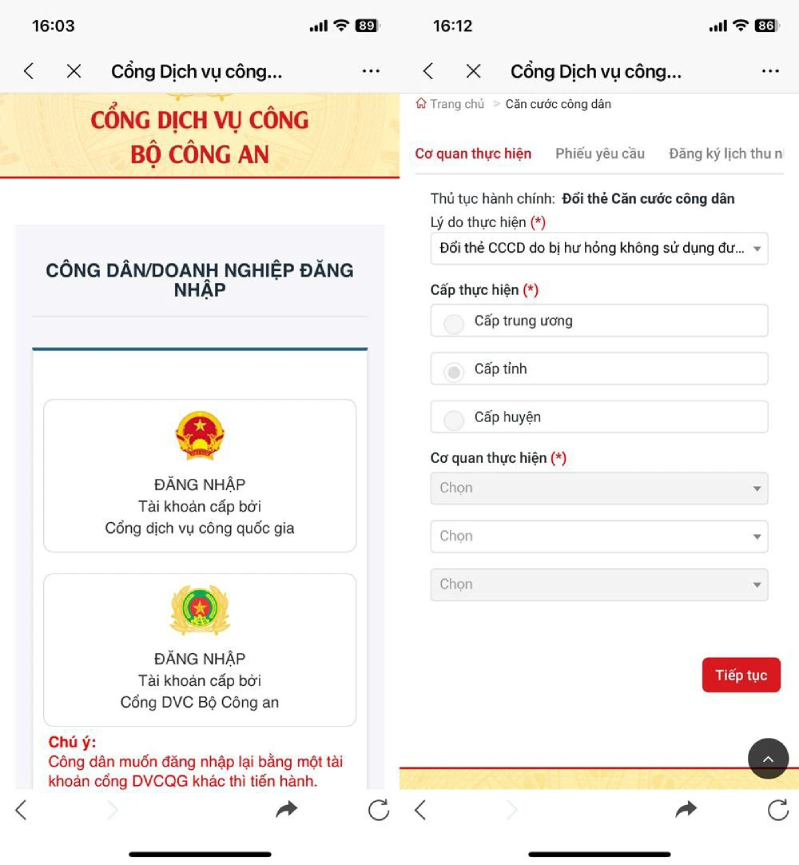 đổi thẻ căn cước 