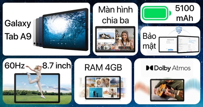 Samsung Galaxy Tab A9 WIFI Chính hãng Các thông số chi tiết