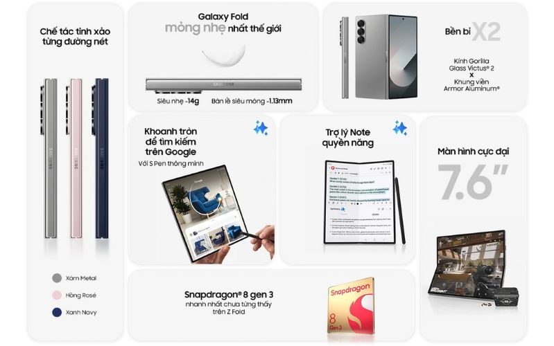 Galaxy Z Fold6 với nhiều cải tiến chất lượng