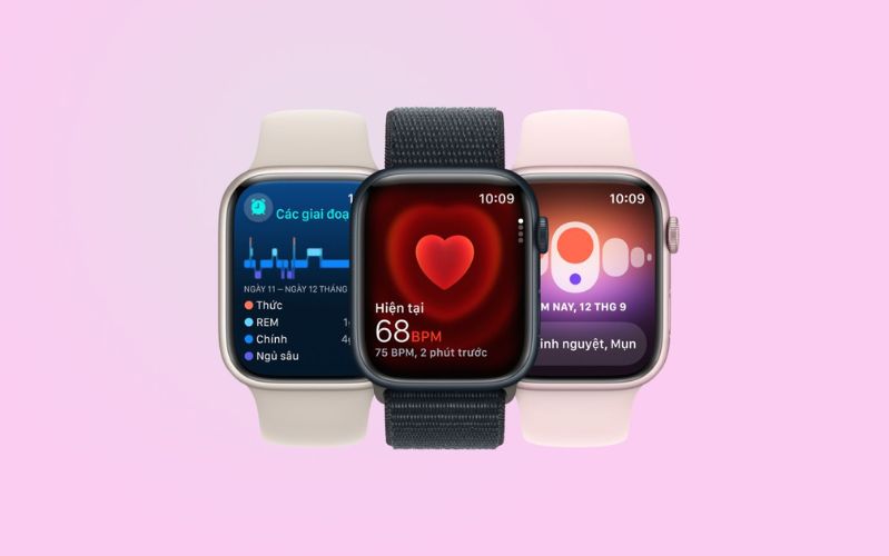 Apple Watch Series 9 - 41mm - GPS - mặt nhôm, dây cao su Cũ chính hãng Cảm biến nhịp tim quang học mạnh mẽ