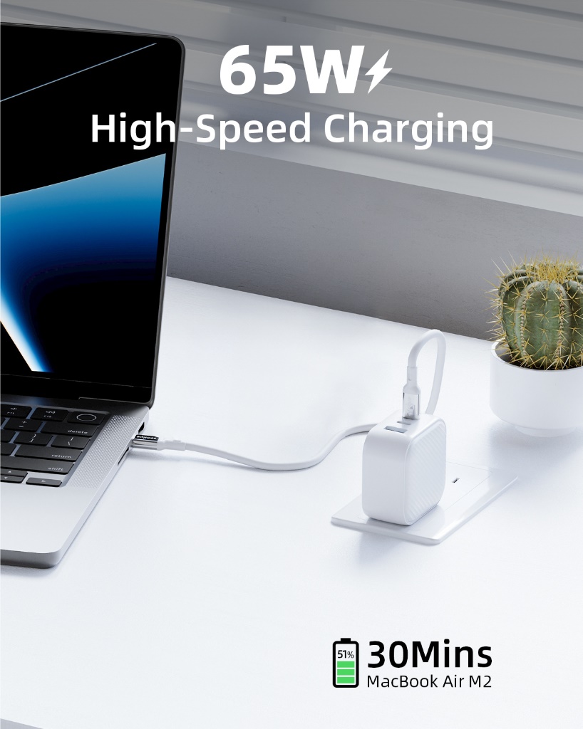 Cốc sạc Innostyle Gan Minicube 2C1A 65W Sạc nhanh giúp bạn tiết kiệm thời gian