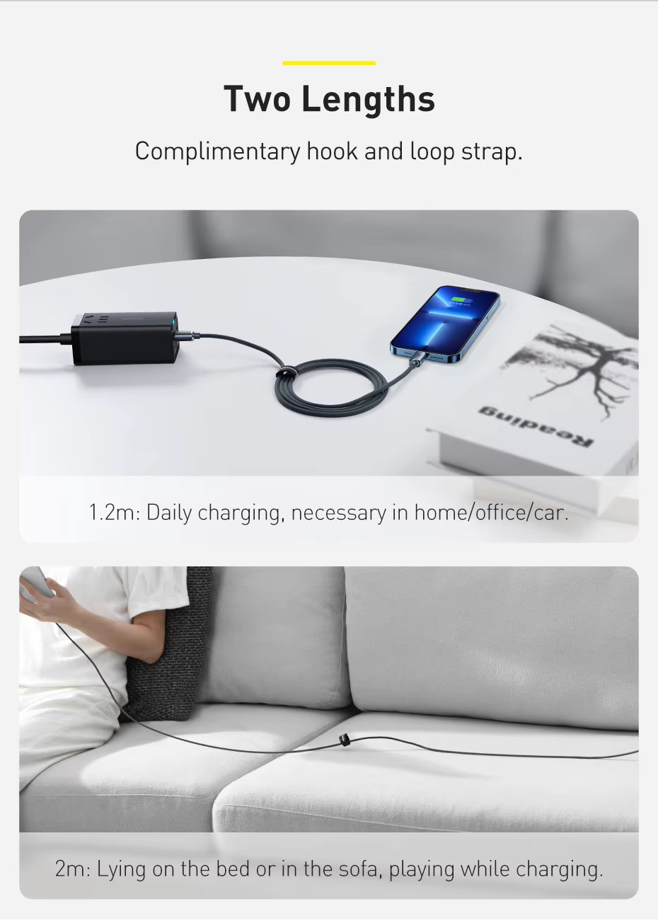 Cáp Baseus Crystal Shine Type-C to Lightning 2M Cáp Baseus có kết cấu bền bỉ