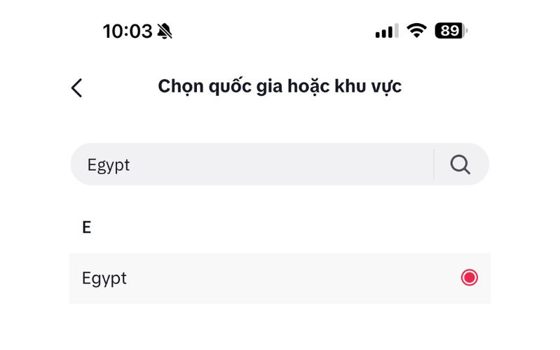 Chuyển vùng tài khoản sang Ai Cập