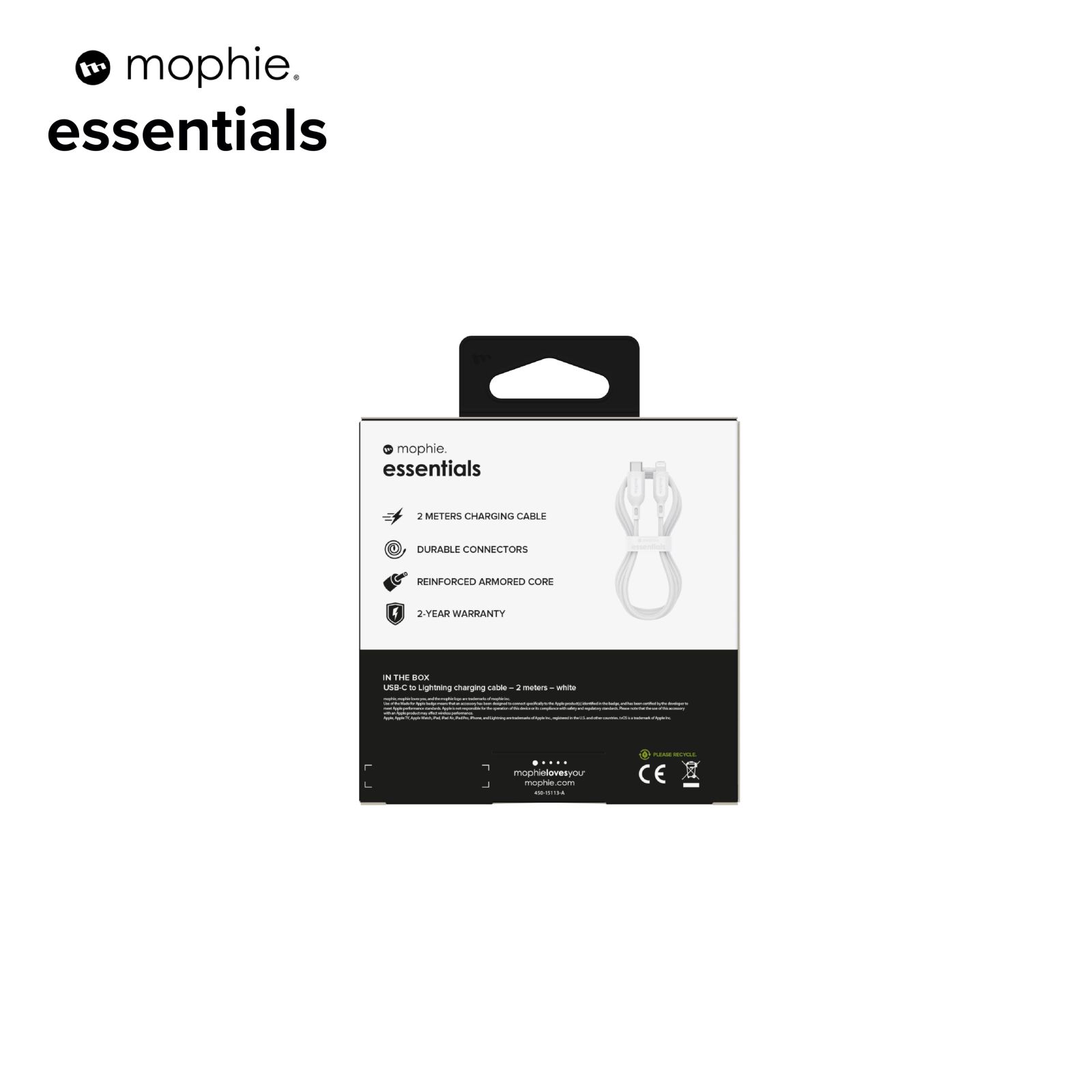 Cáp Mophie Essential USB-C to Lightning 2M – Đối tác lý tưởng cho mọi thiết bị Apple