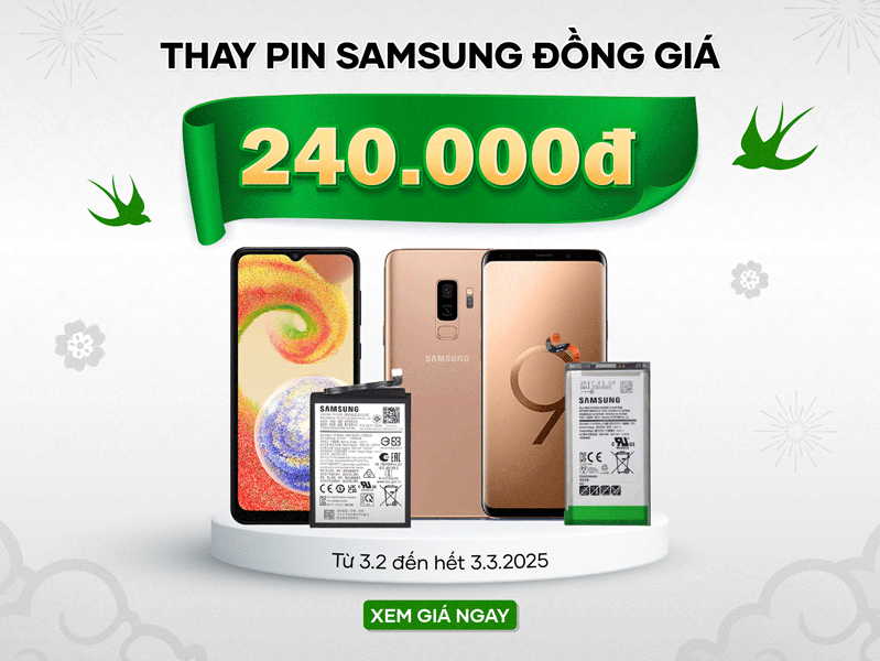 thay pin samsung dong gia 240.000d