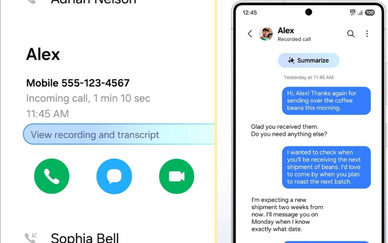Tính năng xem lại cuộc thoại và tóm tắt cuộc gọi