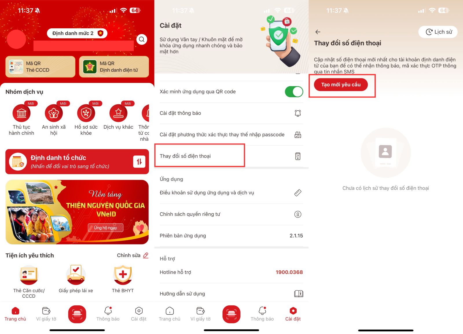Hướng dẫn chi tiết cách đổi số điện thoại trên VNeID