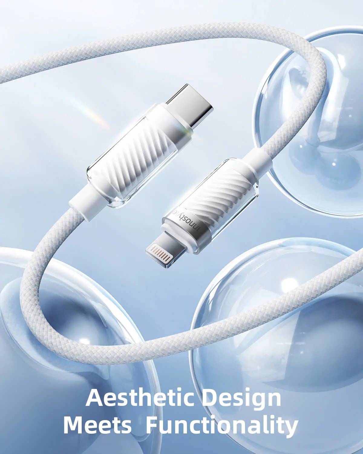 Cáp sạc Innostyle USB-C to Lightning CryStalShine 27W 1.5M SCL150WHT 1