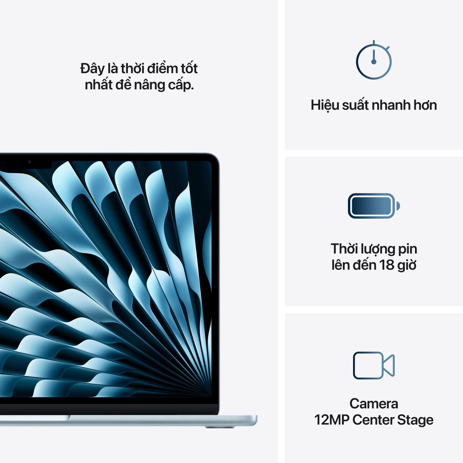 MacBook Air M4 13 inch 2025 16GB/256GB Thời lượng pin lớn
