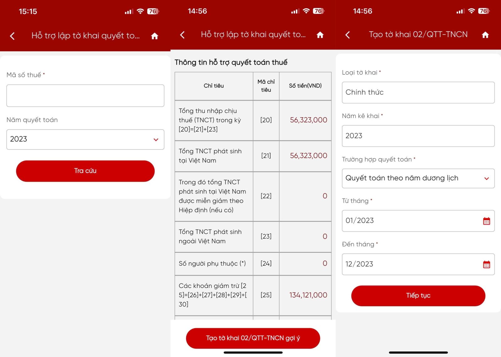 Bước 6: Kiểm tra loại tờ khai và thông tin kê khai