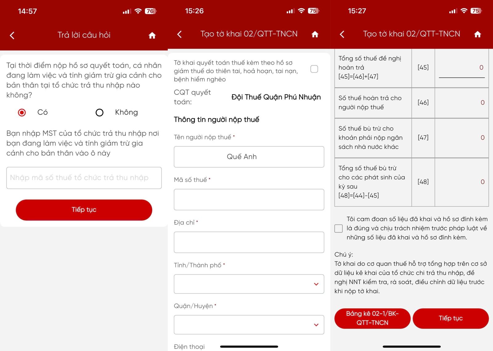 Bước 9: Xác nhận cam kết và khai người phụ thuộc (nếu có)