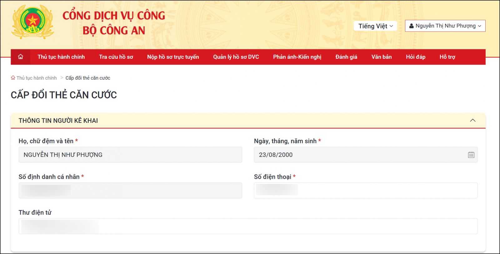 Hướng dẫn đổi thẻ căn cước online sau sáp nhập tỉnh 10 Hướng dẫn đổi thẻ căn cước online sau sáp nhập tỉnh 10