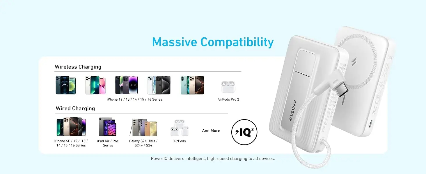 Sạc dự phòng Magnetic Anker Zolo Magsafe 1C 10000mAh 15W tích hợp cáp Type-C A1685 2
