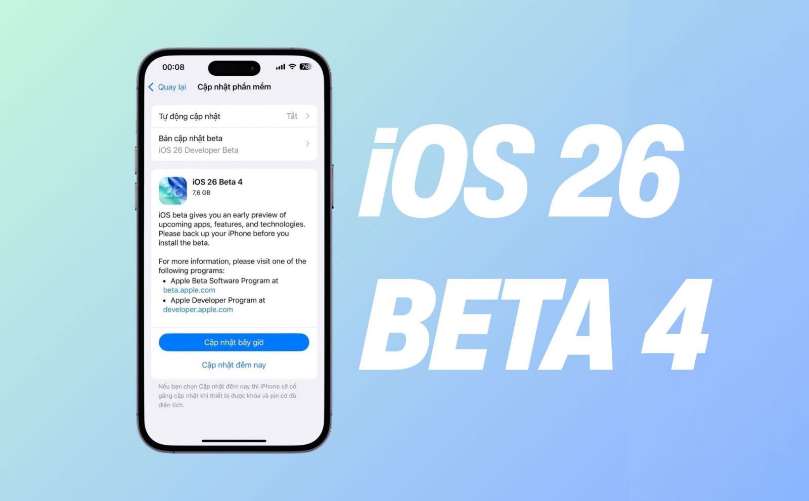 1. Tính năng mới đáng chú ý trên iOS 26 Beta 4